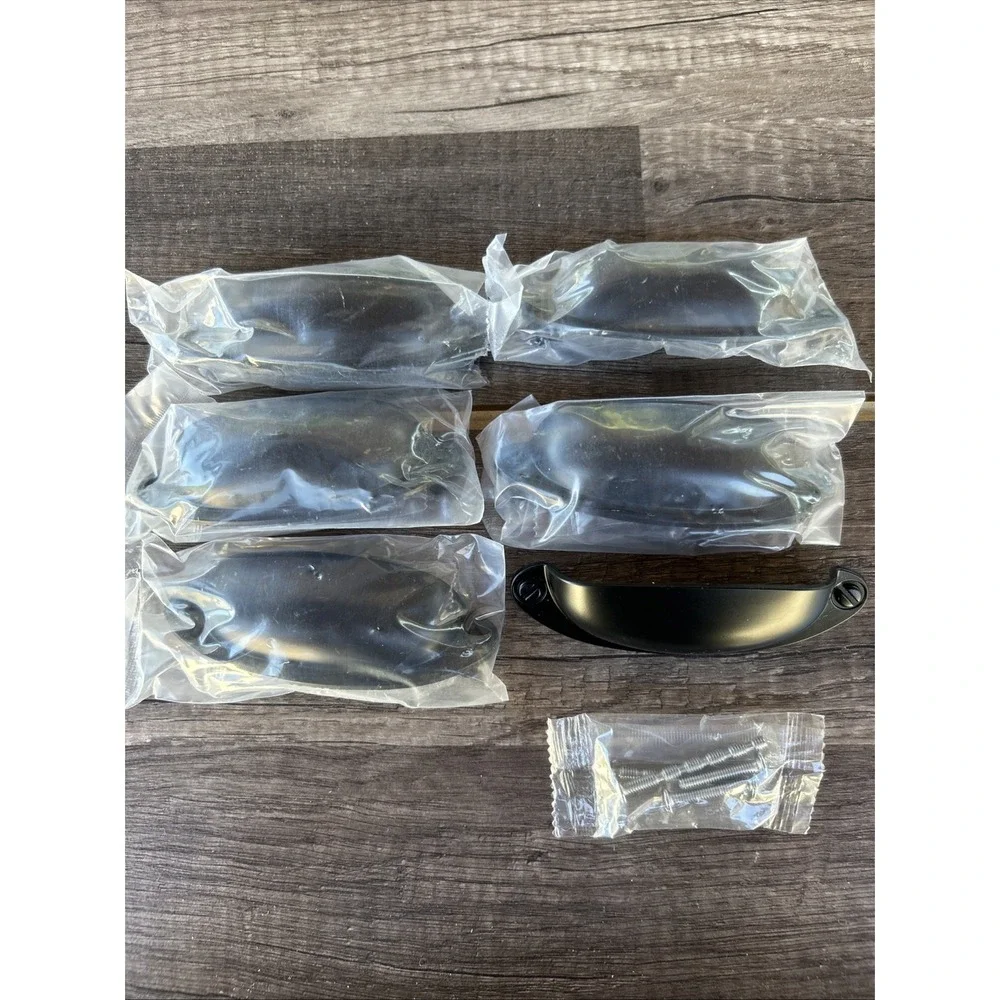 Cabinet Hardware‎ Flat Black Cabinet Cup Pulls Lot Of 6